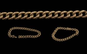 Victorian Period Excellent 15ct Gold Curb Link Bracelet - Marked 625 (15ct) Wonderful Warm