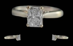 Ladies 18ct White Gold Superb Contemporary Single Stone Diamond Set Ring, full hallmark to
