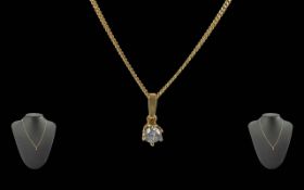 Ladies Pleasing Quality 18ct Gold Single Stone Diamond Set Pendant Drop, Attached to a 18ct Gold