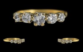 Ladies 18ct Gold Pleasing 5 Stone Diamond Set Ring, Marked 18ct to Interior of Shank, The 5