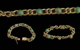 Antique Period Impressive Ladies 14ct Gold Turquoise Set Bracelet, marked 585 - 14ct, the