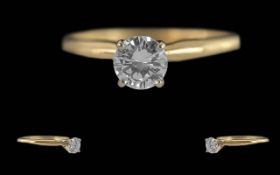 Ladies 14ct Gold Single Stone Diamond Se