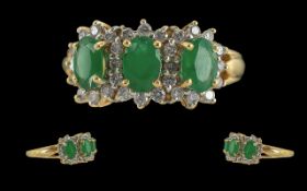Ladies 18ct Gold Emerald and Diamond Set