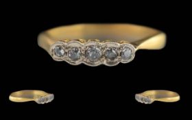 Antique Period Ladies 18ct Gold 5 Stone