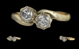 18ct Gold - Pleasing Two Stone Diamond S