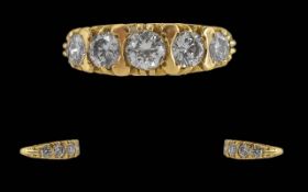 Ladies Quality 18ct Gold 5 Stone Diamond Set Ring, Raised Pave Setting, Full Hallmark to Interior of