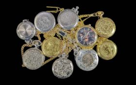 Collection of ( 10 ) Highly Decorative & Collectable Modern Pocket Watches, Various Designs - Please