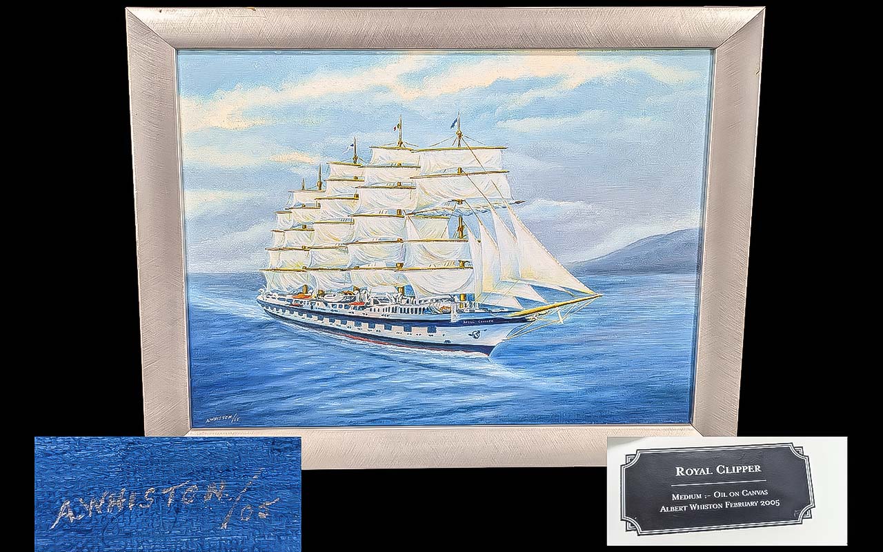 Albert Whiston Oil on Canvas 'Royal Clipper', signed and dated February 2005, framed in a modern