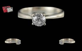 Ladies Pleasing 18ct White Gold Single Stone Diamond Set Ring, Hallmark to Interior of Shank with