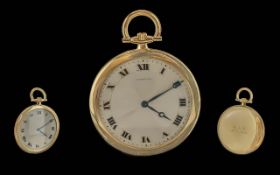 Cartier - Ultra Thin High Quality 18ct Gold Open Faced Manual Wind Pocket Watch. Date 1930. The