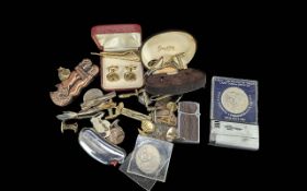 Mixed Bag of Collectables. Includes Coins, Cufflinks, Lighters, Tie Pins etc - Please See Photos.