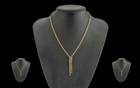 A Fine 9ct Gold Rope Twist and Drop Necklet ( Lasso ) Design. Marked 9ct. Weight 4.7 grams. Length
