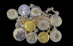 Collection of ( 10 ) Highly Decorative & Collectable Modern Pocket Watches, Various Designs - Please