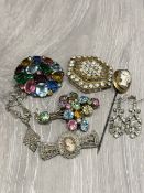 Misc Bag of Vintage Collectables. Includes Silver Plate Mesh Purse / Bag, Hat Pin, Strings of