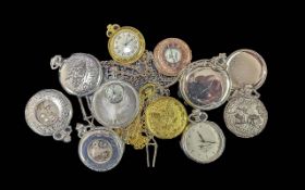 Collection of ( 10 ) Highly Decorative & Collectable Modern Pocket Watches, Various Designs - Please