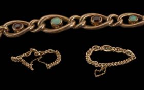 Antique Period - Ladies 9ct Gold Opal and Garnet Set Bracelet, Marked 9ct. Opals and Garnets of Good