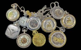 Collection of ( 10 ) Highly Decorative & Collectable Modern Pocket Watches, Various Designs - Please