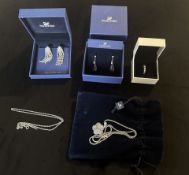 Collection of Swarovski Jewellery ( Earrings, Pendant & Chain ) + Pandora Ring. All In Boxes /