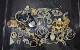 Mixed Bag of Silver and Costume Jewellery. Includes Bangles, Brooches, Chains etc.