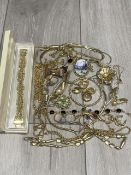 Excellent Mixed Bag of Ladies Gold Plated Quality Jewellery. Includes Brooches, Bangles, Earrings,