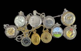 Collection of ( 10 ) Highly Decorative & Collectable Modern Pocket Watches, Various Designs - Please