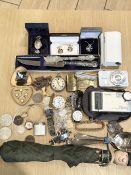 Box of Assorted Collectables. Includes Vintage Harrods Umbrella, Coins, Costume Jewellery,