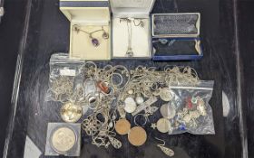 Bag of Mixed Silver & Costume Jewellery & Coins. Needs a Good Sort - Please See Photo.