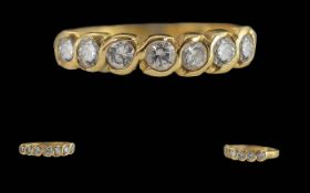 Ladies 18ct Gold Pleasing Quality 7 Stone Diamond Set Dress Ring, Marked 750 18ct. The Well