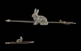 1930s 18ct Gold Platinum Novelty Stick Brooch, marked 18ct and platinum, the centre of the brooch