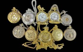 Collection of ( 10 ) Highly Decorative & Collectable Modern Pocket Watches, Various Designs - Please