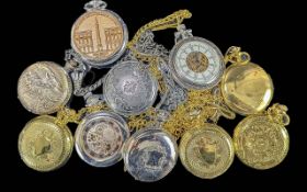 Collection of ( 10 ) Highly Decorative & Collectable Modern Pocket Watches, Various Designs - Please