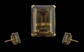 Ladies 9ct Gold Single Stone Smoky Topaz Set Statement Ring, full hallmark to interior of shank, the