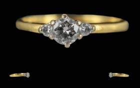 Ladies 18ct Gold Diamond Set Ring, Full Hallmark to Interior of Shank. The Central Modern