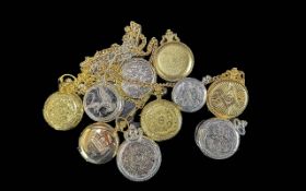 Collection of ( 10 ) Highly Decorative & Collectable Modern Pocket Watches, Various Designs - Please