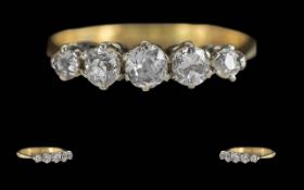 Antique Period Ladies 18ct Gold 5 Stone