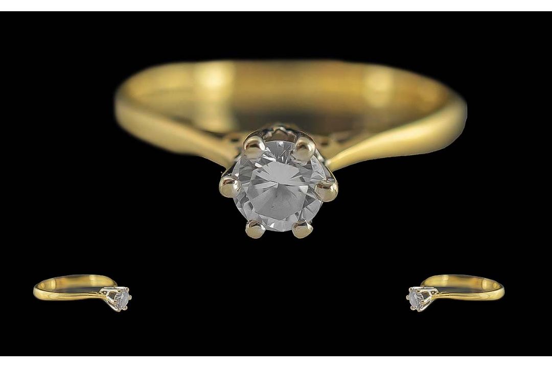 Ladies Good Quality 18ct Gold Single Sto