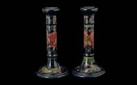 William Moorcroft Signed Pair of Candles