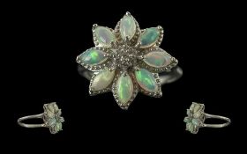 Attractive Quality Opal Floral Ring, the