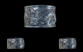 Heavy Chinese Metal Napkin Ring with Dra