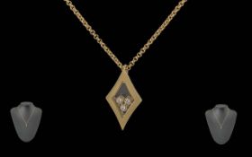 Chopard - 18ct Gold Happy Diamonds Pendant Drop and Chain / Necklet. Full Marks for 750 - 18ct.