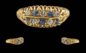 Edwardian Period 1902 - 1910 Ladies Sapphire and Diamond Set Ring, Raised Setting, of Pleasing
