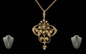Victorian Period 1837 - 1901 Ladies Pleasing Quality and Designed 15ct Gold Open Worked Pendant /