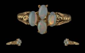 Ladies Attractive 9ct Gold Opal Set Ring. Marked 9.375 to Shank. Pleasing Design. The Four Well
