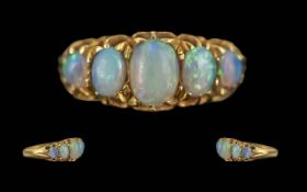Antique Period - Ladies 18ct Gold Attractive 5 Stone Opal Set Ring. Hallmark for Birmingham to