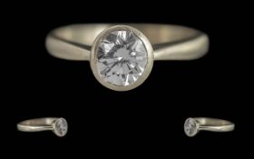 Ladies Fine Quality Platinum Set Single Stone Diamond Set Ring. Marked Platinum to Interior of