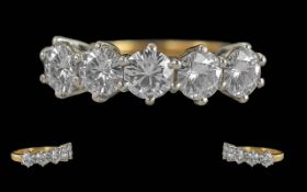 Ladies 18ct Gold 5 Stone Moissanite Ring