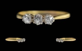 Ladies 18ct Gold 3 Stone Diamond Set Rin