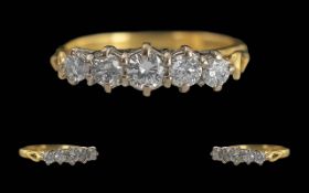 Ladies 18ct Gold 5 Stone Diamond Set Rin