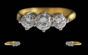 Ladies 18ct Gold Three Stone Diamond Set Ring, full hallmark to interior of shank.