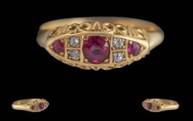 Ladies Pleasing Victorian Period 18ct Gold Ruby & Diamond Set Ring.